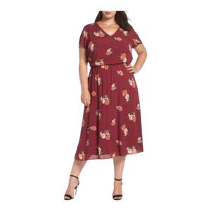 Wayf Red Flutter Sleeve Plunge Sundress Size 1X